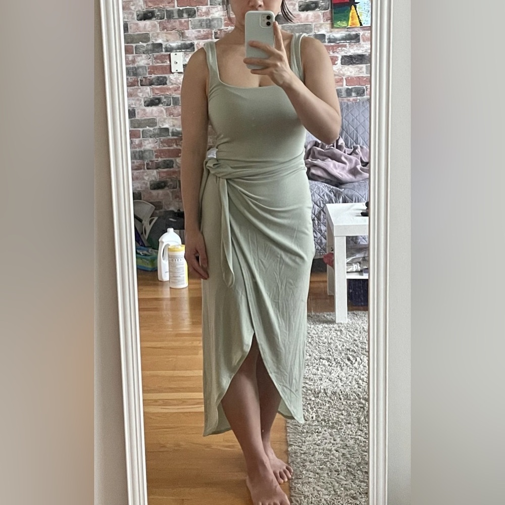 New Saturn Midi Dress in pastel sage green (BNWT)